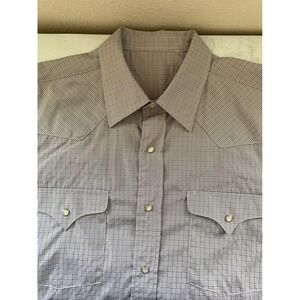Westmoor Pearl Snap Western Shirt Mens L‎ 16/34 Purple Gray Plaid Check